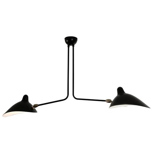 Black Mid-Century Modern Black Two Fixed Arms Ceiling Lamp from Serge Mouille For Sale - Image 8 of 8