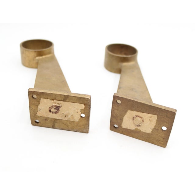 Pair of Reclaimed Brass Bar Mount Rail Brackets For Sale - Image 4 of 4