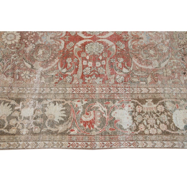 Red Antique Shabby Chic Red Mahal Wool Rug For Sale - Image 8 of 12