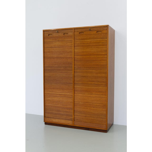 Danish Art Deco Oak Double Tambour Archive Cabinet, 1930s. For Sale - Image 6 of 18