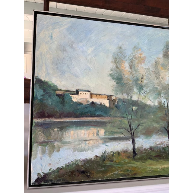 The American School Vintage American School River Landscape Oil Painting on Canvas, Framed For Sale - Image 3 of 12
