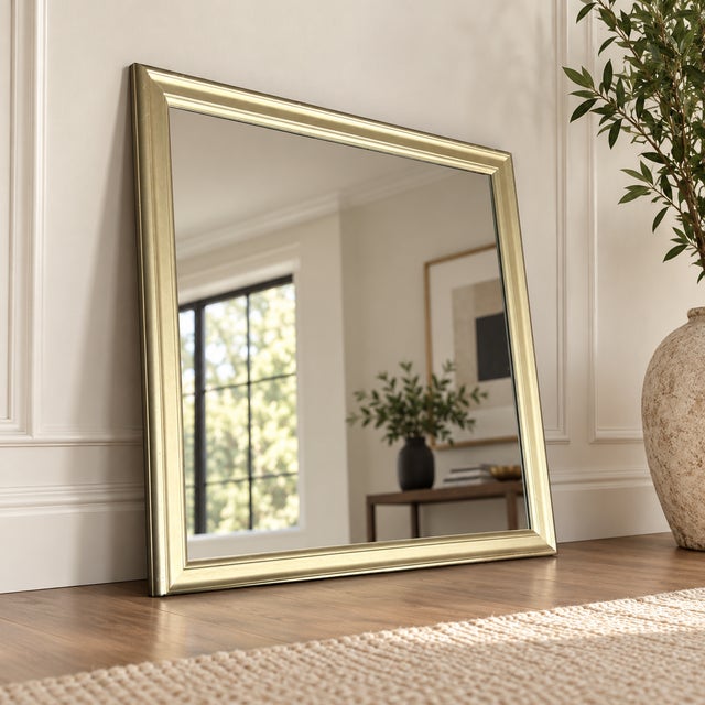 Transitional Champagne Silver Square Wall Mirror For Sale - Image 4 of 4