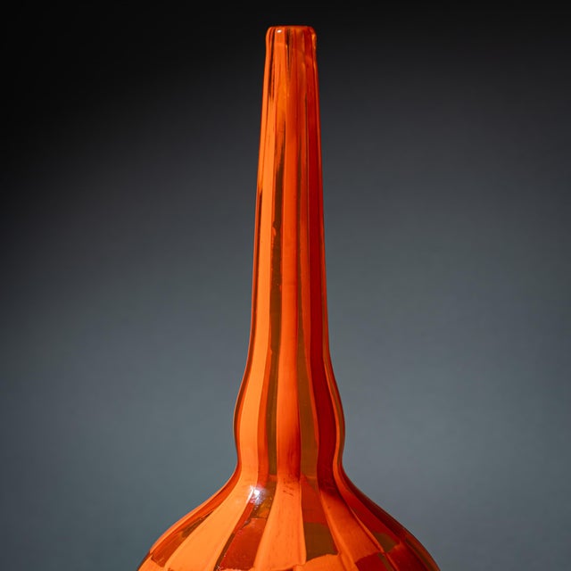 Postmodern Orange Murano Glass Vase by Barovier & Toso, Edition 1/1, Dated 1981 For Sale - Image 3 of 9