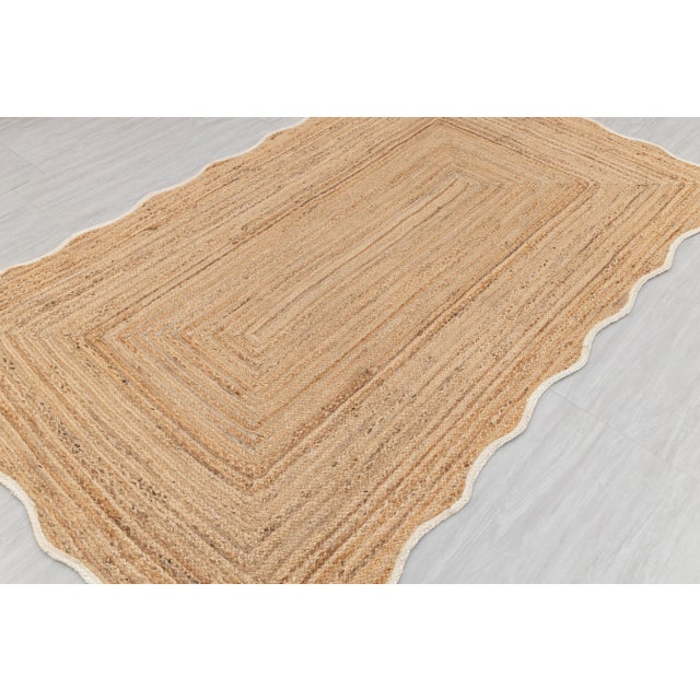 White Wave Scallop Edge Jute Rug 9x12Ft. For Sale - Image 11 of 12