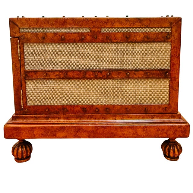 Maitland-Smith British Colonial Style Woven Rattan & Leather Coffee Table Chest For Sale - Image 9 of 14