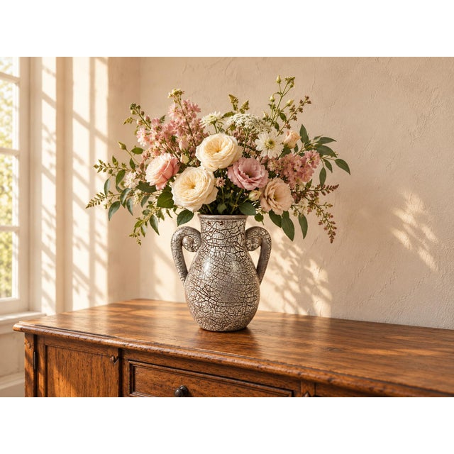 This impressive mid-century ceramic vase was produced by the celebrated Accolay pottery workshop in Burgundy, France,...