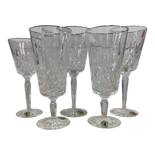 Lismore Platinum Two Goblets, Two Ice Beverages, and One Wine Glass by Waterford- 5 Pieces For Sale
