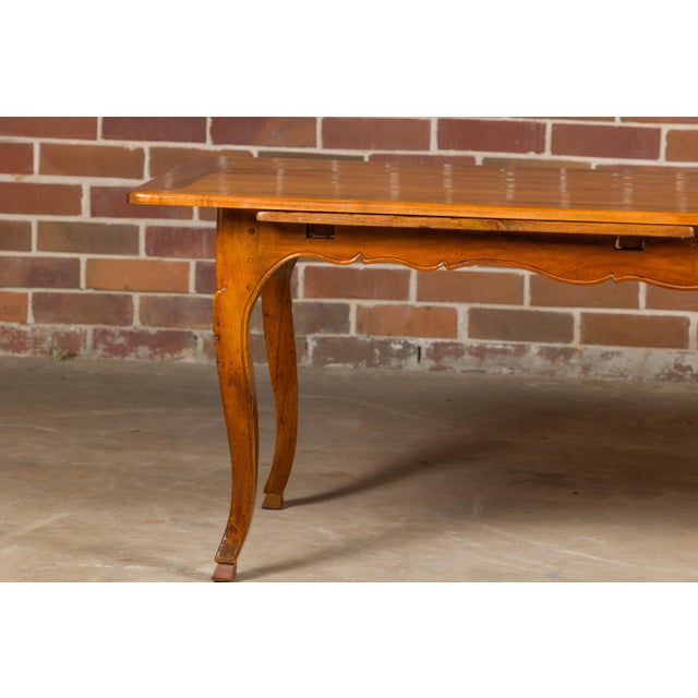 19th Century French Fruitwood Dining Table with Bread Board and Cabriole Legs For Sale - Image 9 of 12