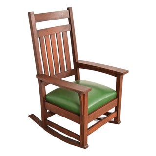 Stickley Brothers Style Antique Mission Oak Arts & Crafts Rocking Chair, Circa 1900 For Sale