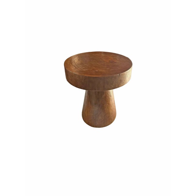 Sculptural Round Side Table Suar Wood For Sale - Image 4 of 4