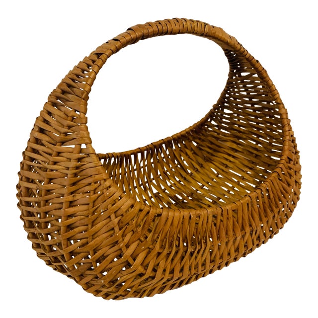 Vintage Woven Market Basket For Sale