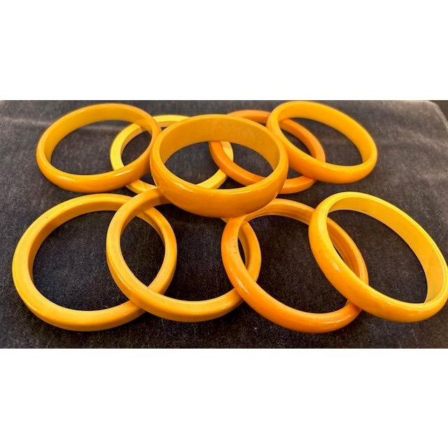 Art Deco 1930s Butterscotch Bakelite Bangles, Set of 9 For Sale - Image 3 of 7
