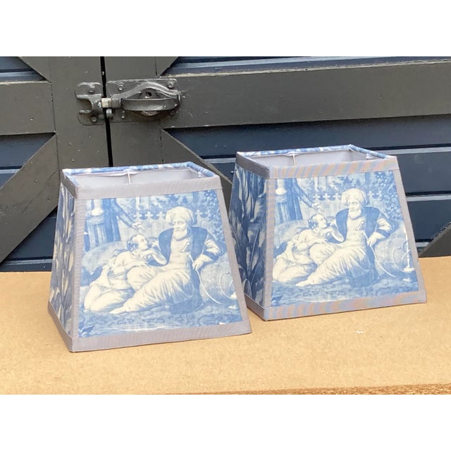 2020s Blue and White Harem Toile Lampshades - a Pair For Sale - Image 5 of 5