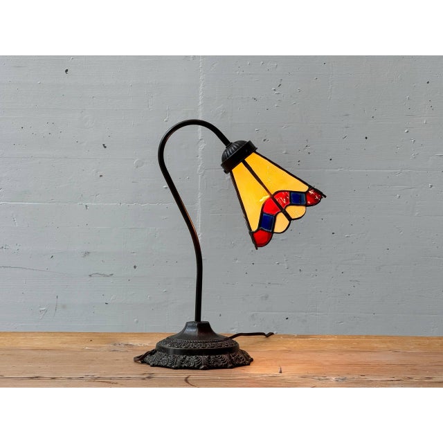 Beige Vintage Tiffany-Style Table Lamp, 1970s For Sale - Image 8 of 17