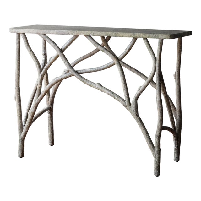 Matthew Izzo Home Faux Bois Iron Console Table For Sale