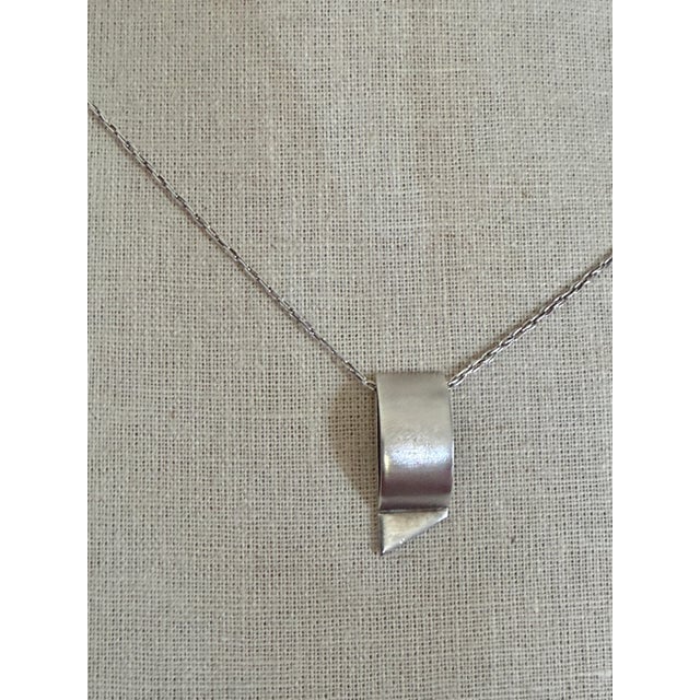 Postmodern Sterling Silver 925 Minimalist Pendant on Long Necklace, 2 Pieces For Sale - Image 6 of 16