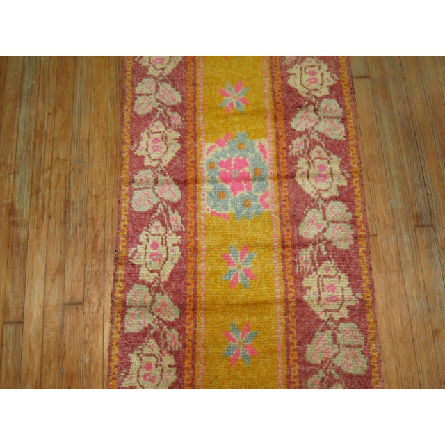 Vintage Bright Yellow Turkish Tulu Runner - 2'6" x 11'10" For Sale In New York - Image 6 of 7