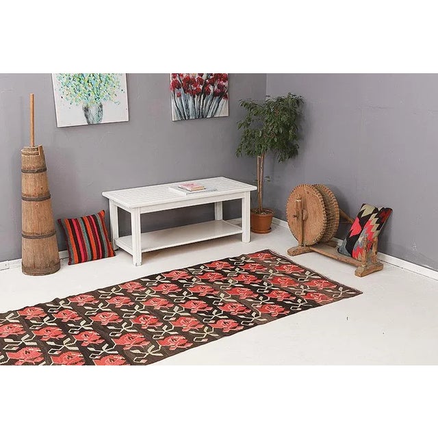 Vintage Floral Turkish Kars Kilim Rug For Sale In Los Angeles - Image 6 of 7