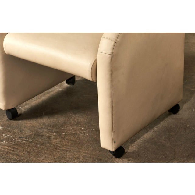 Pair Leather Barrel Chairs, 1980 For Sale - Image 10 of 11