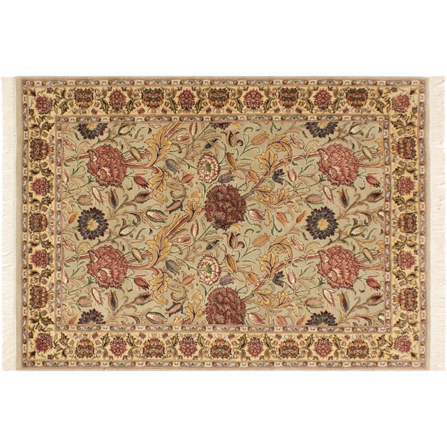 Taupe Shabby Chic Kamal Pak-Persian Taupe/Gold Wool Rug - 4'0'' X 6'0'' For Sale - Image 8 of 9
