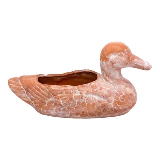 20th Century Rustic Terra-Cotta Duck Planter For Sale