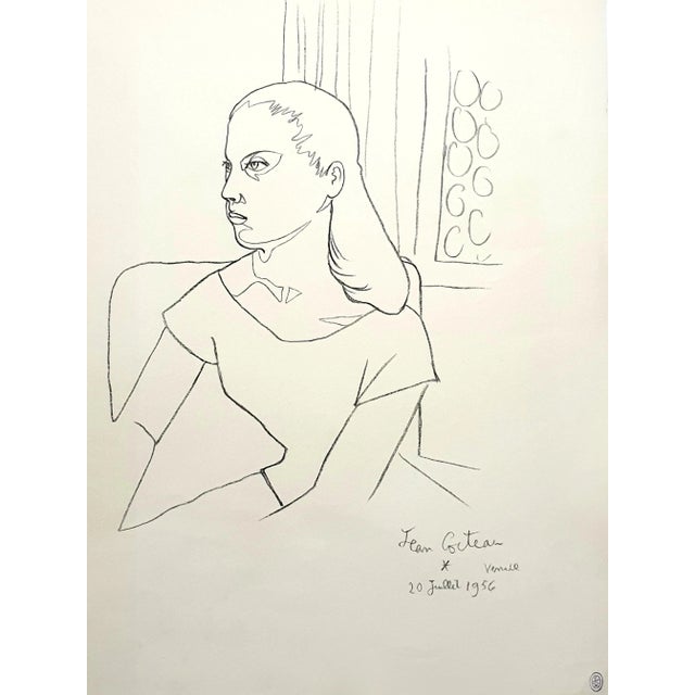 Jean Cocteau, Young Girl, Lithograph, 1956 For Sale - Image 9 of 9