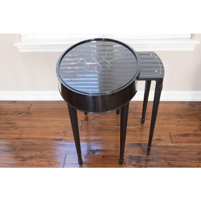 Black & Gold Calligraphy Side Table Chairish