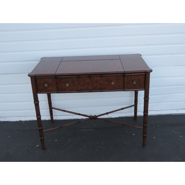 Brown Hollywood Regency Henry Link Bali Hai Style Faux Bamboo Computer Desk 6438a For Sale - Image 8 of 16