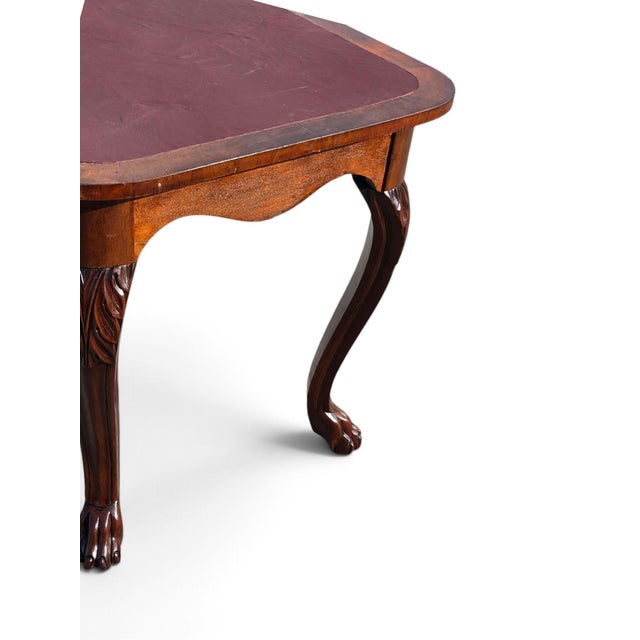 Wood 19th Century American Walnut Center/Desk/Parlor Table/New Reddish Brown Leather. For Sale - Image 7 of 18