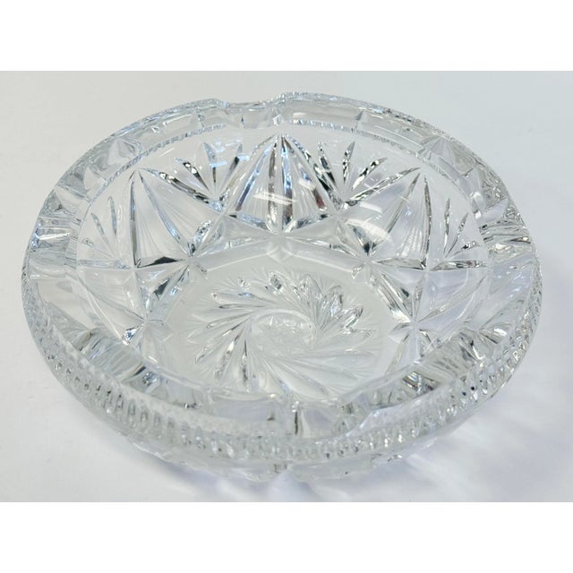 Glass Vintage Round Cut Glass Display or Trinket Dish or Ashtray For Sale - Image 7 of 7