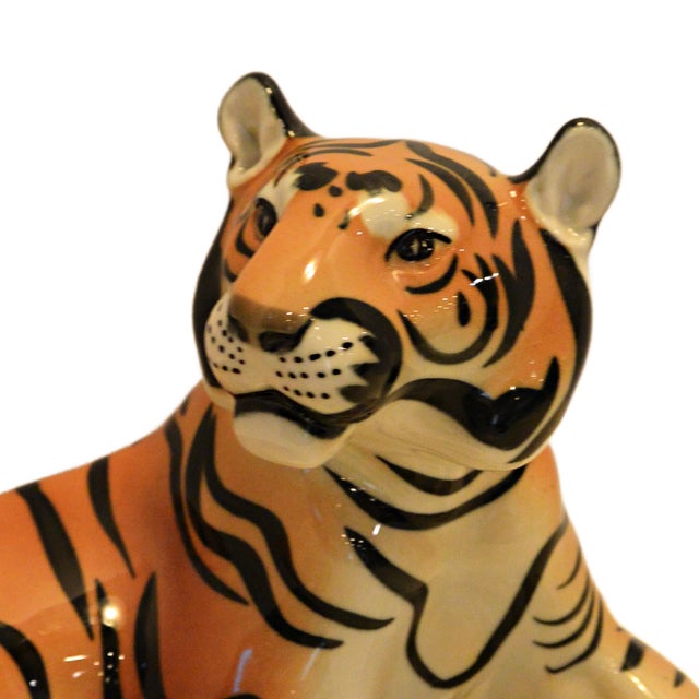 Figurative Large Hand-Painted Lomonosov Porcelain Lying Tiger by Boris Vorobiev For Sale - Image 3 of 10