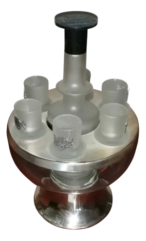 Ice Bucket Set with Empty Libarna Grappa Bottle and Glasses, 1970s, Set of 8