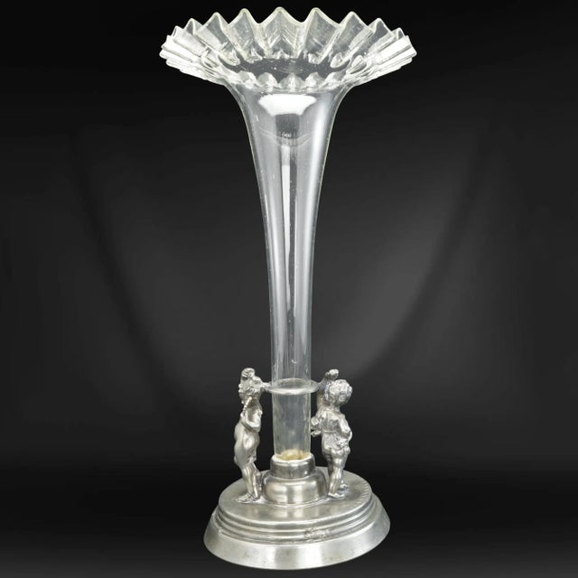 1960s Vintage Viners Sheffield Pewter Epergne With Children For Sale - Image 5 of 11