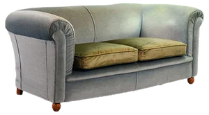 Chesterfield Duotone Two-Seat Victorian Sofa in Frosted Blue and Moss Green Velvet, 1950s