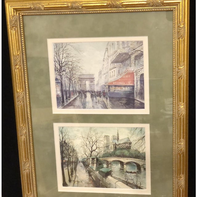 Vintage Framed Triptych Parisian Street Scenes Lithograph Prints by Georges B. For Sale In New York - Image 6 of 10