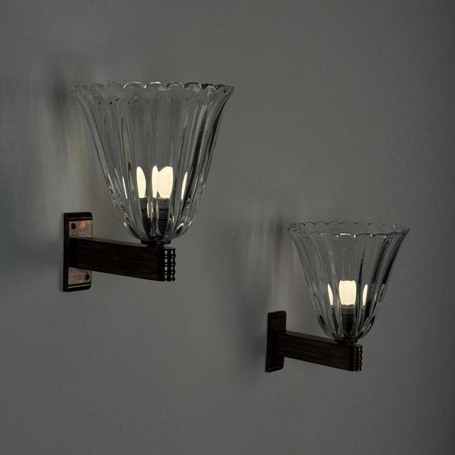 Large Wall Sconces by Ercole Barovier for Barovier & Toso, 1940s, Set of 2 For Sale - Image 6 of 17