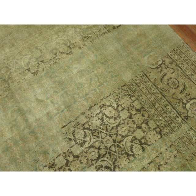 Textile Early 20th Century Green Persian Tabriz Herati Rug - 10'4" x 13'2" For Sale - Image 7 of 12