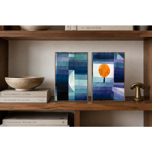 Contemporary 1922 the Harbinger of Autumn Modernist Blue Orange Fine Art Print Diptych by Paul Klee — 12" X 18" Per Panel For Sale - Image 3 of 8