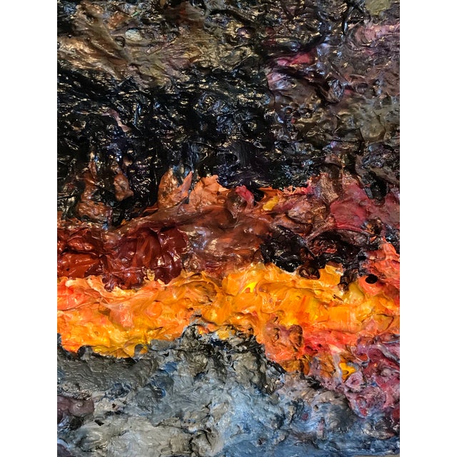 Maximalist interiors galore! Thick textural encaustic paint, dynamic surface by artist Michelle Stone.