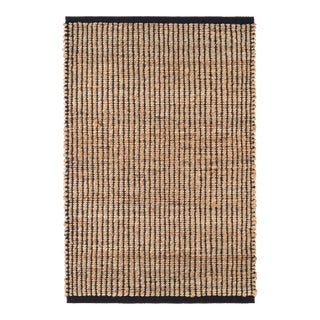 Dash & Albert by Annie Selke Gridwork Black Woven Jute Rug, 5' x 8' For Sale