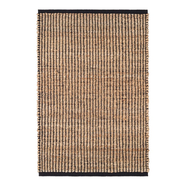 Dash & Albert by Annie Selke Gridwork Black Woven Jute Rug, 5' x 8' For Sale