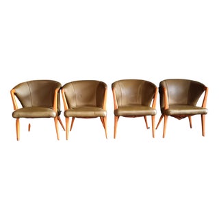 Belgian Club Armchairs from the Former National Bank of Belgium, Antwerp, 1950s, Set of 4 For Sale