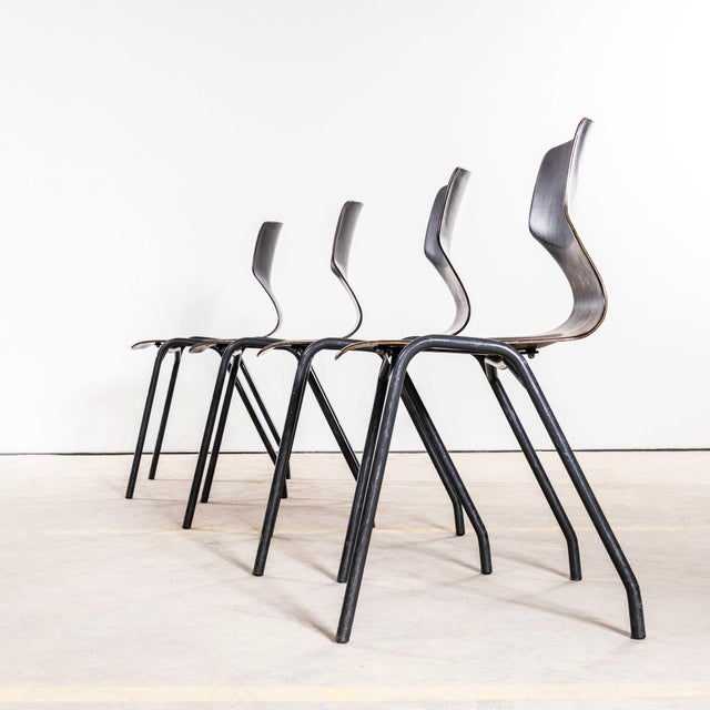 Laminated Ebonised Gun Metal Dining Chairs, 1960s, Set of 6 For Sale - Image 6 of 12