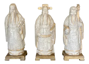 20th Century Chinese Fu Lu Shou Stellar Gods Statues Fulushou - Set of 3