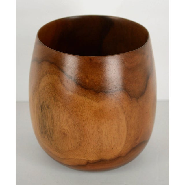 Brown Hawaiian Hand Turned Wood Milo Bowl Vessel by Joseph Mathieu Hawaii For Sale - Image 8 of 8