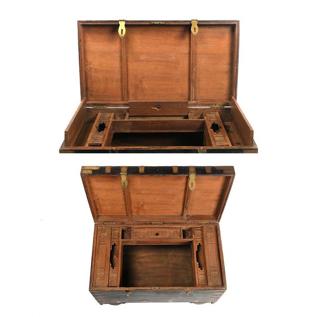 Wooden Chest with Brass Hardware, 1920s For Sale - Image 4 of 7