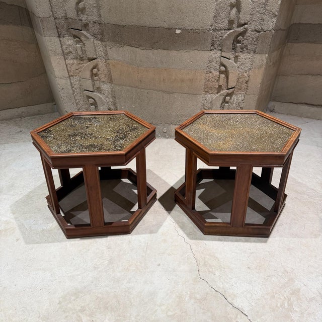 For your consideration, John Keal for Brown Saltman hexagonal pair of side table, a classic piece of Mid-Century Modern...