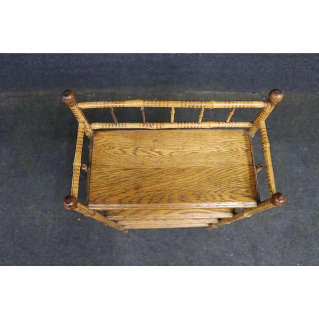 Victorian Burnt Bamboo and Quarter-Sawn Oak Etagere For Sale In Philadelphia - Image 6 of 10