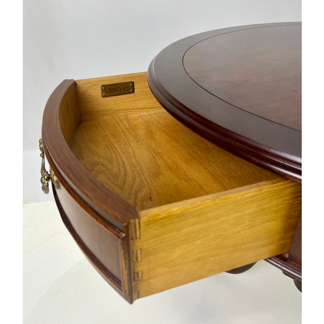 Century Furniture Late 20th Century Century Furniture Traditional Burl Wood and Mahogany Pedestal Drum Table For Sale - Image 4 of 15