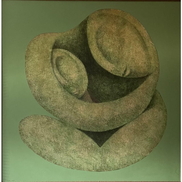 Carlos Leon (Peru, b. 1967) large-scale acrylic on canvas painting, titled "The Embrace," signed lower right. Carlos Leon...